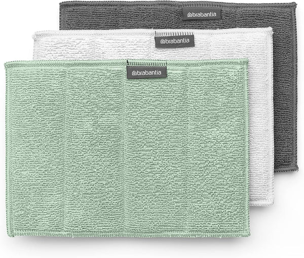 Brabantia x3 Microfiber Cleaning Pads, Absorbent Spongy Hygienic Pads for Kitchen Washing, Drying, Counters