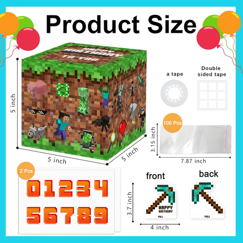Set 100Pcs YC1431 Azbuk Surprise Money Box Gift Pull - Happy Birthday Money Box for Cash Gift Included Transparent
