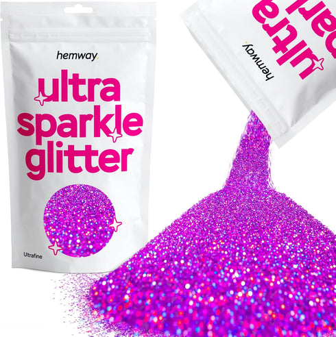 Hemway Premium Ultra Sparkle Purple Holographic Glitter - Multi Purpose Metallic Flake for Arts Crafts Nails Cosmetics