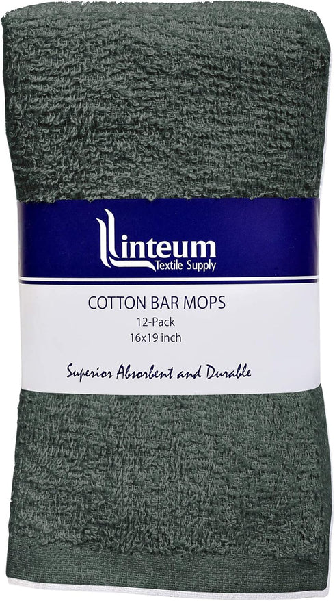 Linteum Textile Supply Kitchen Bar Mop Terry Towels Set Charcoal Grey Reusable