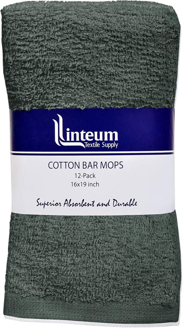 Linteum Textile Supply Kitchen Bar Mop Terry Towels Set Charcoal Grey Reusable
