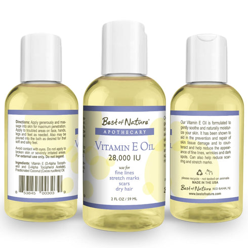 Best of Nature Vitamin E Oil – 100% Pure & Natural, Coconut Oil Blend – Moisturizing Skin Oil for Face, Body, Hair &