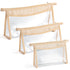 Boho Patch Cosmetic Bag - 3 Pcs Clear Waterproof Summer Toiletry Bag, PVC Zipper Clutch for Women Girls