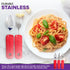3 Piece Super Easy Grip Flatware Set - Red Fork, Knife, and Spoon, Bendable Built Up