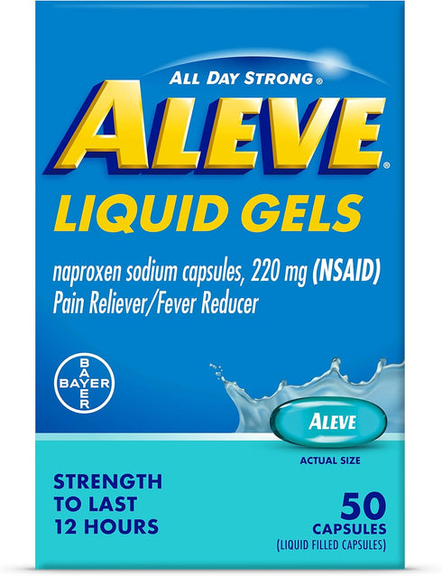 Aleve Liquid Gels, Naproxen Sodium for Pain Relief - 50 Count
