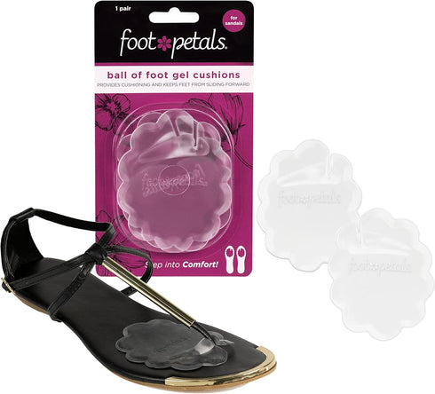 Foot Petals Ball of Foot Cushions, Long Lasting Pain Relief, Women's High Heel Insert 1 Pair, Gel with Toe Post