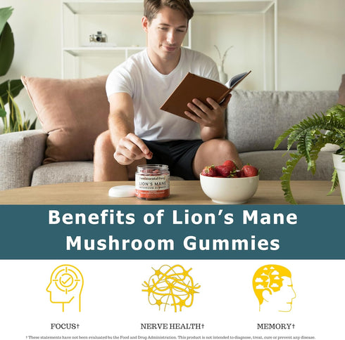 Gummies 90 Gummies 90 Gummys Organic Lion's Mane Mushroom | Servings | Brain Health, Focus, Clarity, & Memory Mushroom