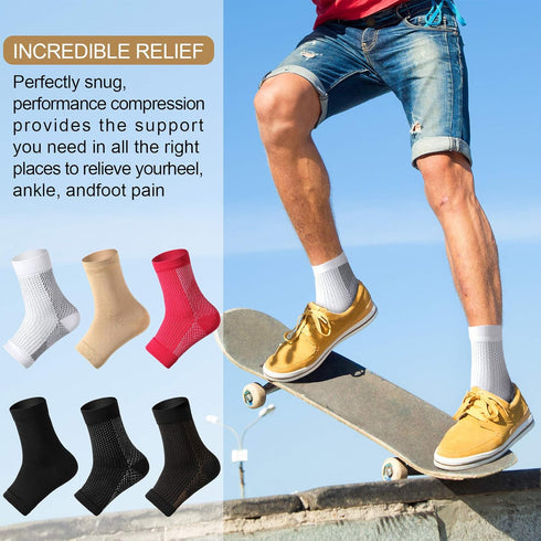 Geyoga 7 Pairs Ankle Compression Socks - Foot and Heel Pain Relief Compression Foot Sleeves for Arch Support for Men