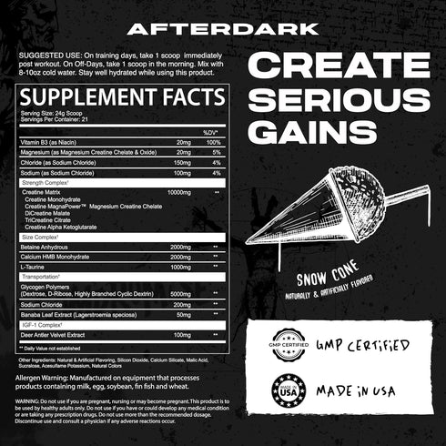 AfterDark Supplements Creation Creatine Monohydrate Powder, 10000mg Blend for Power, Endurance & Muscle Growth, 21