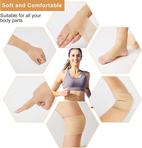 SUPERBE (3 Inches 5 (3 inch, Count, 12) Self Adhesive Bandage Tape X Yards), Elastic Cohesive Bandage Medical Wrap