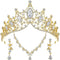 Hicarer 3 Pieces Baroque Queen Crown Set, Crystal Tiara Earrings Necklace for Women Bridal Jewelry