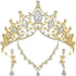 Hicarer 3 Pieces Baroque Queen Crown Set, Crystal Tiara Earrings Necklace for Women Bridal Jewelry