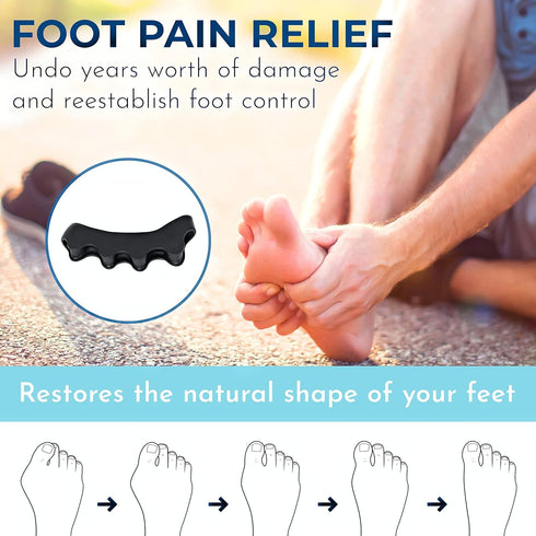 Toe Separators for Functional Fitness Athletes - Toe Straighteners for Foot Pain Relief, Plantar Fasciitis, Dark Black-A