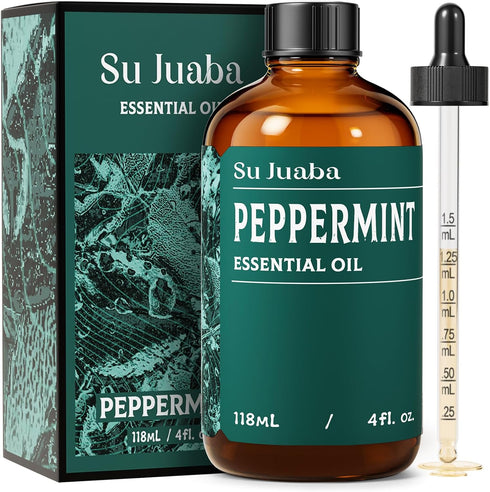 SU JUABA Peppermint Oil 4 Fl Oz, 100% Pure & Natural Aromatherapy Oil for