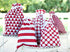 100% Cotton Gift Bags, Standard Set, Red, Set of 5 bags: three 16"x12" and two 10"x8"