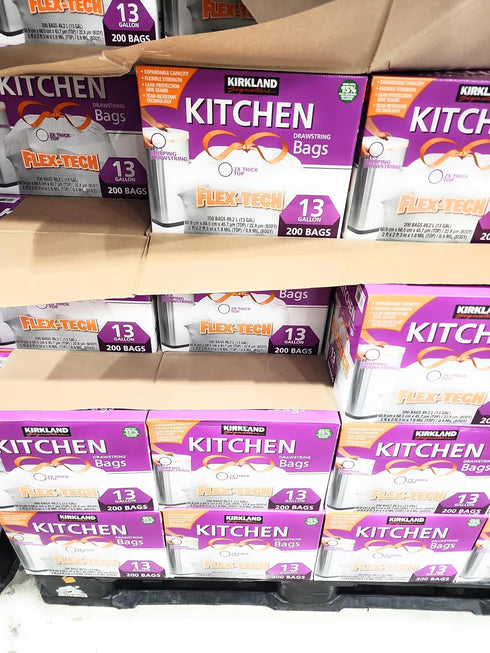 Worldwide Nutrition 13 200 Count Pack Bundle Compatible with Kirkland Signature Flex-Tech Gallon Kitchen Garbage Bags