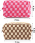 4Pcs Checkered Makeup Bag for Women, Knitted Small Cosmetic Pouch, Cute Aesthetic Travel Toiletry Organizer