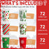 Suttmin 72 Sets/ 216 16 oz Pcs Christmas Paper Cups Disposable to Go Coffee Cups with Lids and Sleeves Xmas Hot Cocoa