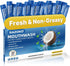 RAZOKO Disposable Mouthwash Travel Size-Fresh & Non-Greasy/Fresh Mint +Coconut Portable Packets,Alcohol &