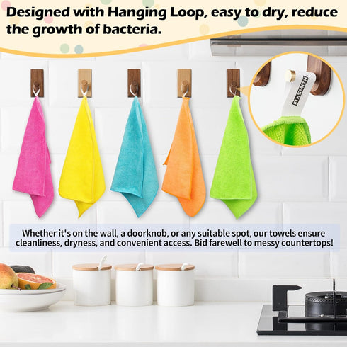FIXSMITH Microfiber Cleaning Cloth, 50 Pack Lint-Free Rags for Housekeeping, Kitchen, Car - 12"x12" in 5 Colors