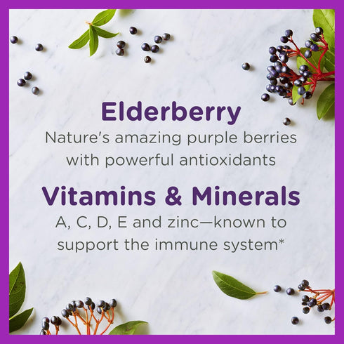 Zarbee's Elderberry Gummies for Kids with Vitamin C; Zinc & Elderberry; Daily Childrens Immune Support Vitamins Gummy for Children Ages 2 and Up; Natural Berry Flavor; 21 Count