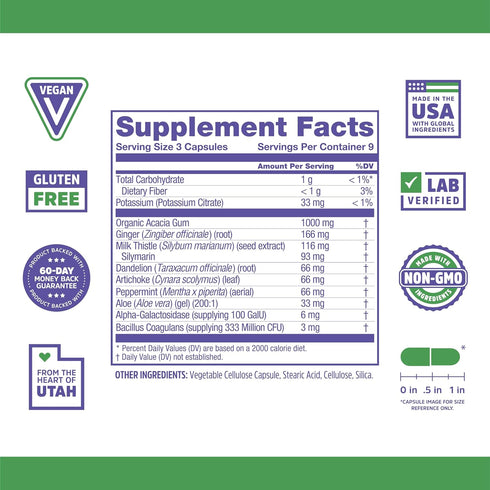Zhou 3 Day Renew Digestive Health Reset, Bloating Aide, Alpha-Galactosidase, Probiotics, Electrolytes, 27 Veg Caps