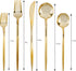 Novelty Modern Flatware, Disposable Plastic Soup Spoons, Luxury Gold Cutlery 32 Count