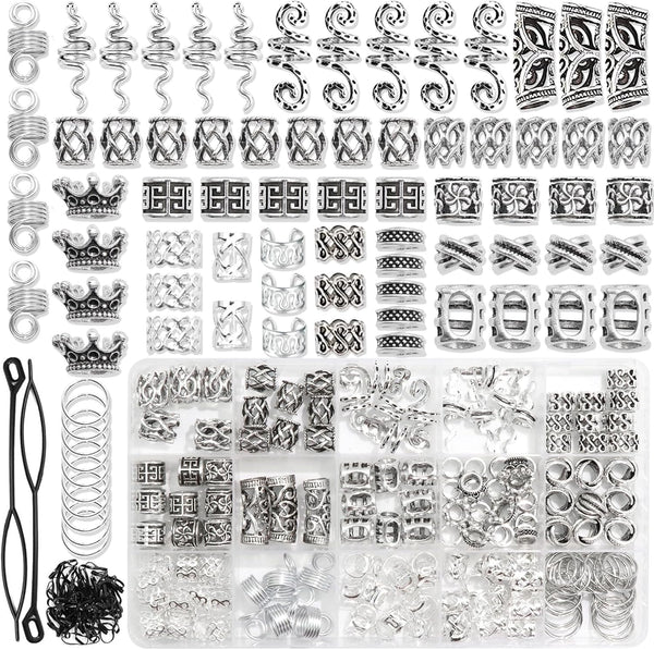 NAISKA 231Pcs Vikings Hair Beads Jewelry - Norse Runes Hair Beard Beads, Dreadlocks Accessories & Clips