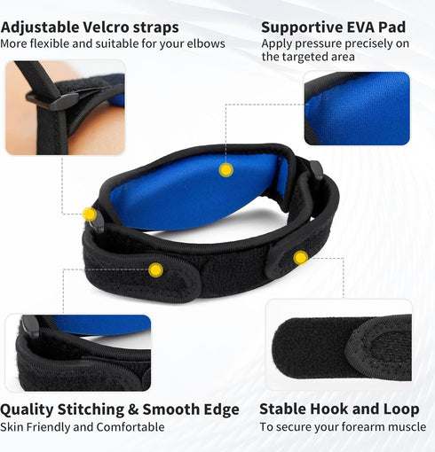 CAMBIVO 2 Pack Tennis Elbow Brace for Men & Women, Adjustable Elbow Strap with Compression Pad for Pain Relief