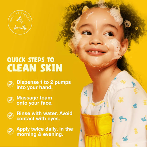 Kids Organic Foaming Face Wash, Natural Skincare for Teen Girls, Hydrating & Exfoliating Soap