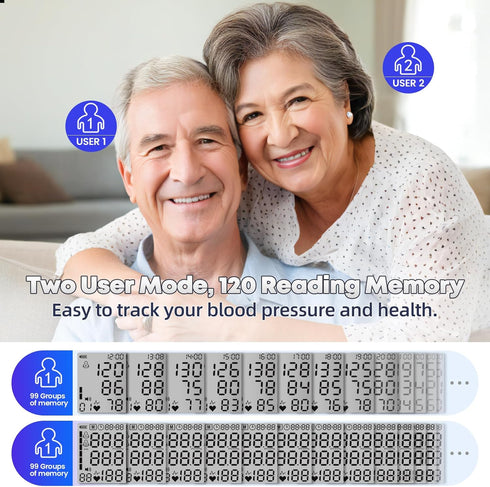 Blood Pressure Monitor Upper Arm - Rechargeable Home Use BP Machine with Large LED Screen and Talking Function