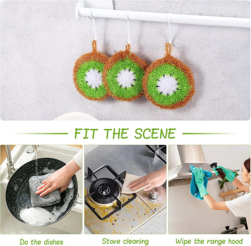 CALLARON 5Pcs Dishwashing Pad, Acrylic Dish Towel Scrubbing Dish Sponge, Heavy Duty