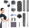 Microfiber Feather Duster with Extension Pole 30 to 100 inches, Reusable, Washable Dusters for Cleaning Ceiling Fans,