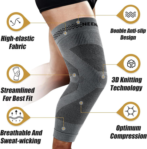 NEENCA Compression Leg Sleeve - Long Knee Sleeve, Ultra-thin Leg Sleeve with Graphene Ions Infused Fabric for Knee Pain