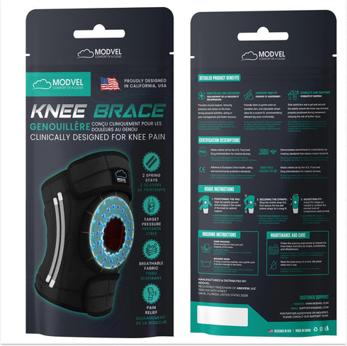 MODVEL Knee Brace with Side Stabilizers, Patella Gel Pads for Knee Pain, Injury Recovery, FSA/HSA Eligible (S/M Pink)