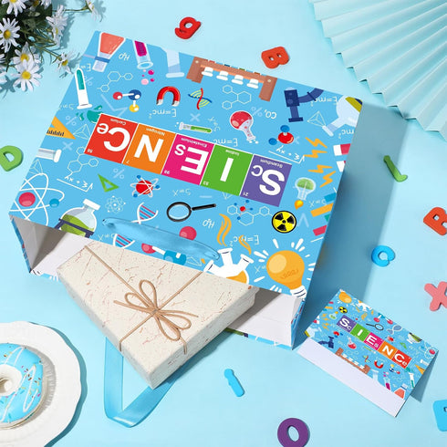 Yomaiha 11.8 9.4 5.3 Inches Science Party Decorations Supplies Science Party Gift Bag with Tissue Paper and Card