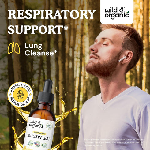 Mullein Leaf Tincture - Lung Detox - Organic Mulein Drops for Lung Health - Lung Cleanse - Mullein Leaf Liquid Extract Supplement - Vegan, No Additives 2 fl oz
