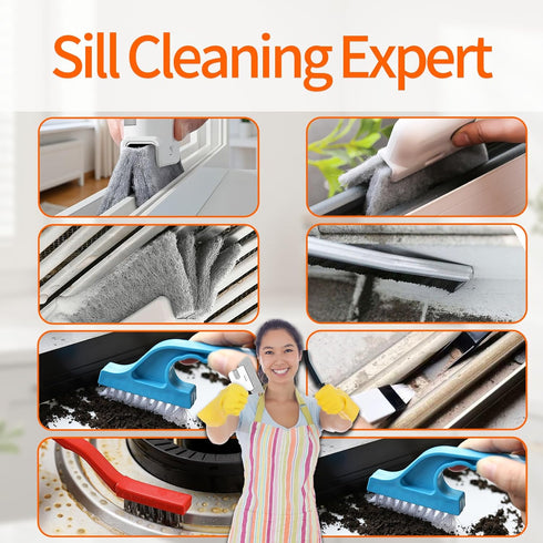 Set 14 Window Track Cleaner Tools - Pcs Window Groove Cleaning Brush Kit, Crevice Cleaning Brush for Sliding Door