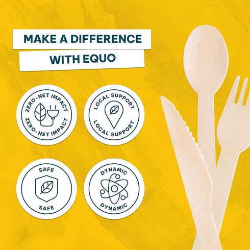 EQUO Wooden Disposable Forks, Pack of 15, Plastic-free, Home-compostable Utensils for Parties and Events