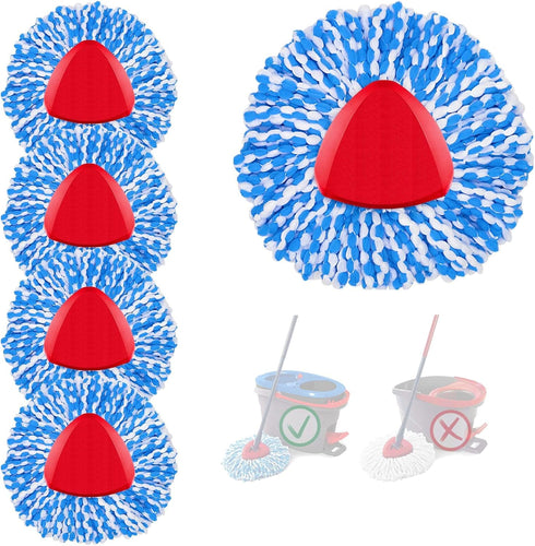 5 Pack Spin Mop Heads Replacement, Blue RinseClean Spin Mop Refill for Ocedar 2 Tank System Triangle Mop-Head