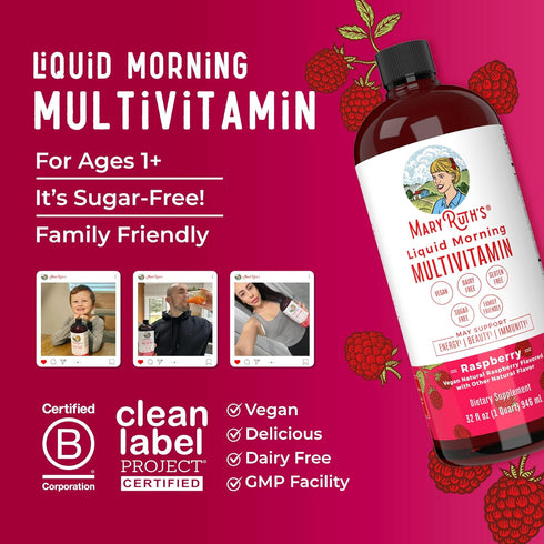 Multivitamin for Women, Men & Kids - Vegan, Sugar Free, Daily Multivitamins, Non-GMO, 32 Fl Oz