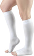 Truform Surgical Stockings, 18 mmHg Compression, Knee High, Open Toe, White, Medium