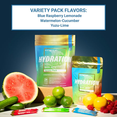 Essential Elements Hydration Packets - Sugar Free Electrolytes Powder Packets, 24 Stick Packs with ACV & Vitamin C
