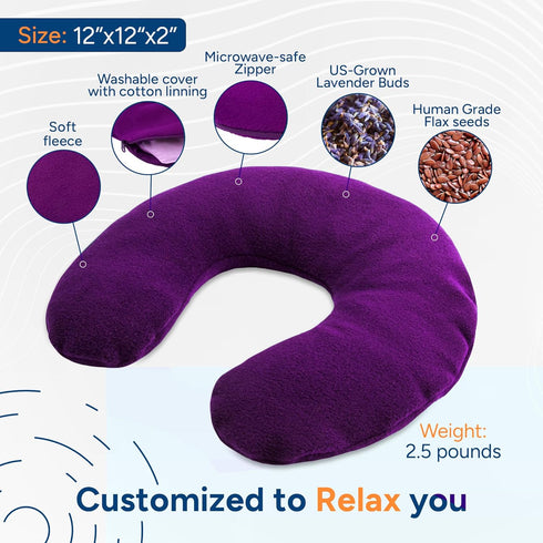 SunnyBay Microwave Heating Pad, Microwavable Heated Neck Pillow for Moist Hot Therapy, Aromatherapy, 2.5 lbs, Purple