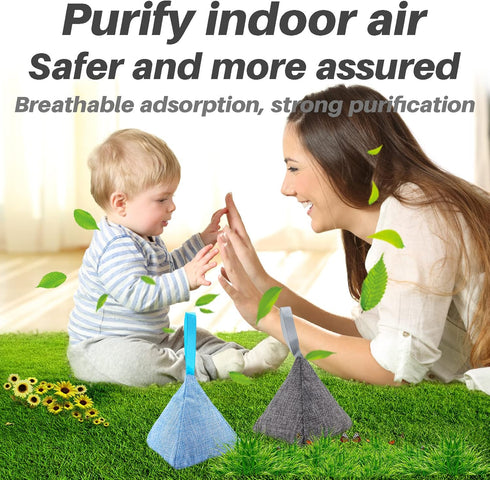 Charcoal Bags Odor Absorber (3x200g) - Activated Bamboo Charcoal Air Purifying Bags for Home & Car
