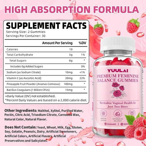 Pack 2 Gummies, Gummies 120 of Premium Feminine Balance Hawaiian Pineapple Feminine for Women PH Balance & Vaginal