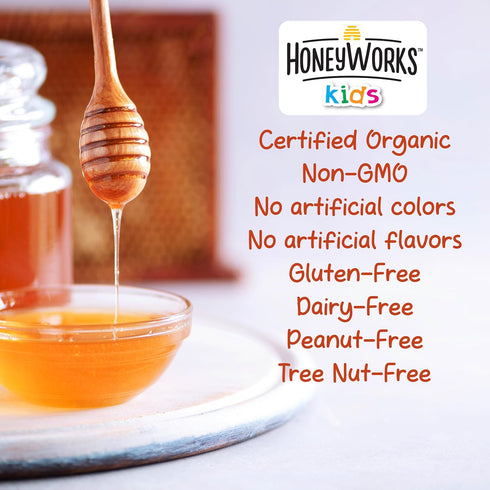 HoneyWorks Kids Soothing Throat Spray with Non-GMO USDA Organic Dark Honey + Zinc, 1oz, Pack of 2 for Dry, Itchy Throat