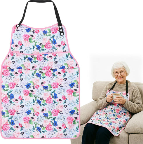 Sorcristy Adult Bib for Women, Reusable Adult Bibs for Eating with Crumb Catcher, Adjustable Bib Clothing Protectors