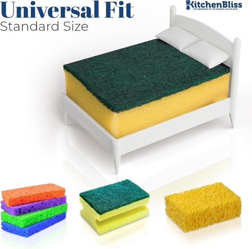 Dreams Sponge Holder - Bed Shape Design Plastic Dish Sponge Holder for Kitchen Sink, Sponge Included