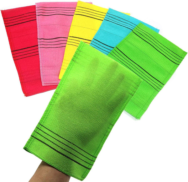 Korean Exfoliating Mitt, Large Size, 5 Colors, Back and Body Exfoliating Washcloth for Removing Dry Skin, Reusable